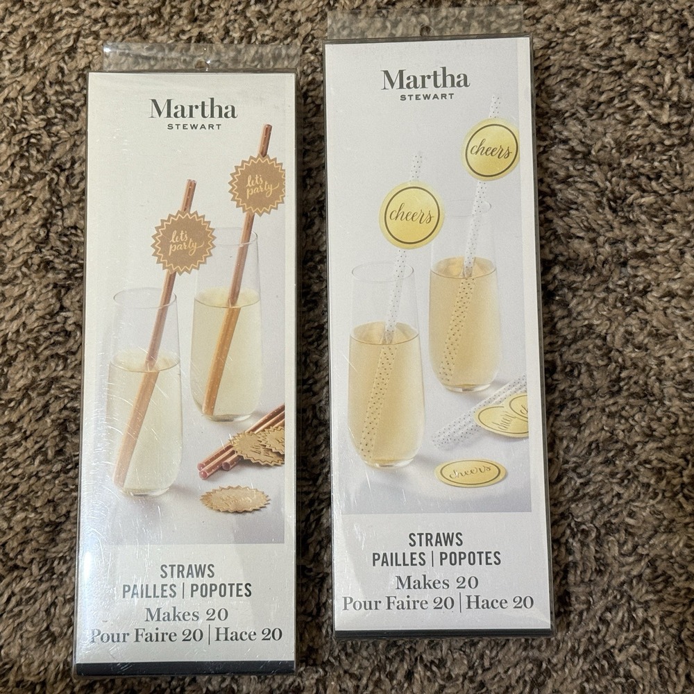2 Packs MARTHA STEWART Straws‎ Lets Party Cheers